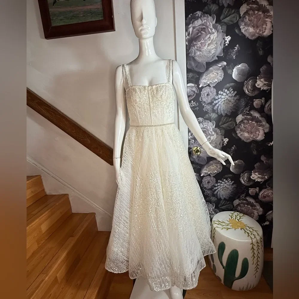 Bronx and Banco Mademoiselle Bridal Midi Dress/ size M - Picture 6 of 10